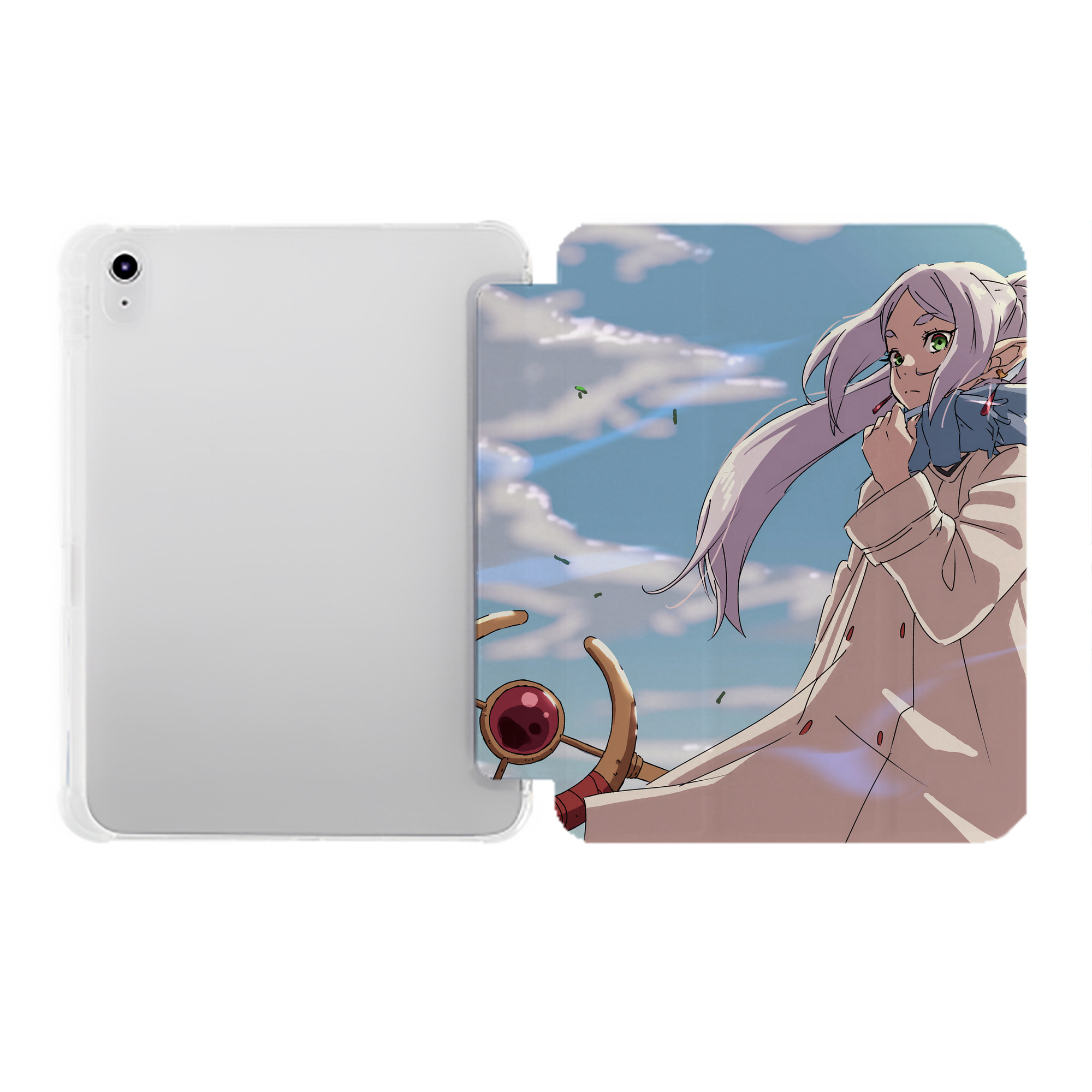 （画像用） 葬送のフリーレン Frieren IPad ケース ペン収納付き 三つ折りスタンド PUレザー×シリコン 対応機種9.5/10.5/10.9インチ